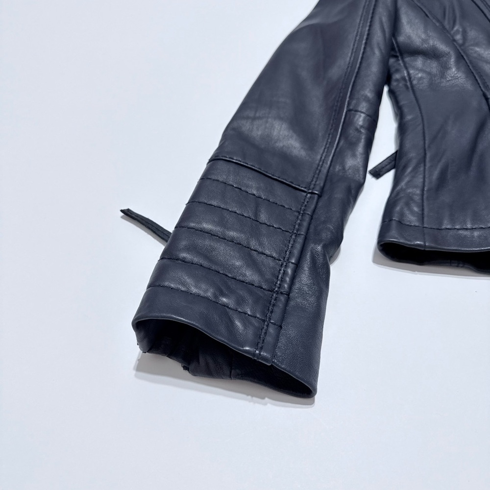 MICHAEL Michael Kors Navy Quilt Trim Leather Scuba Jacket Size S - Picture 10 of 16